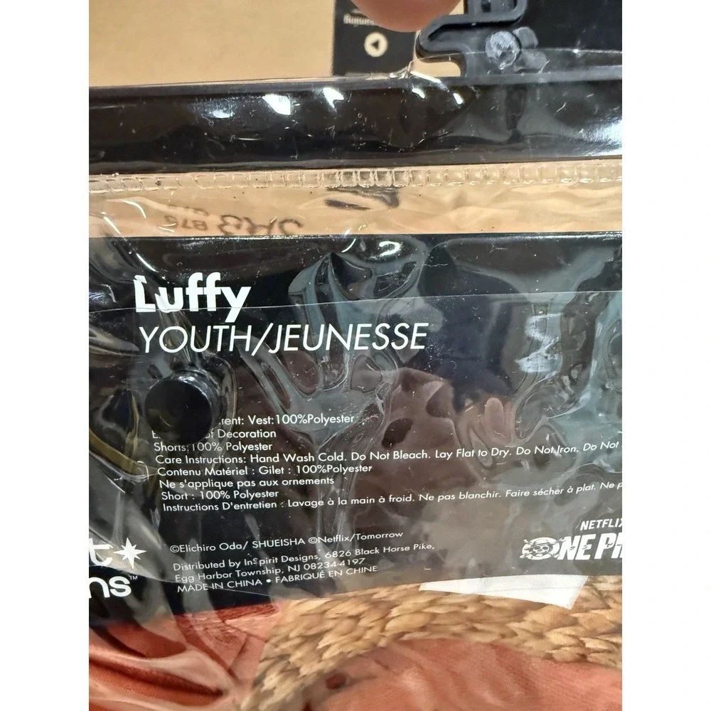 InSpirit Designs One Piece Luffy‎ Youth Costume Medium 7-8 Vest Shorts Hat